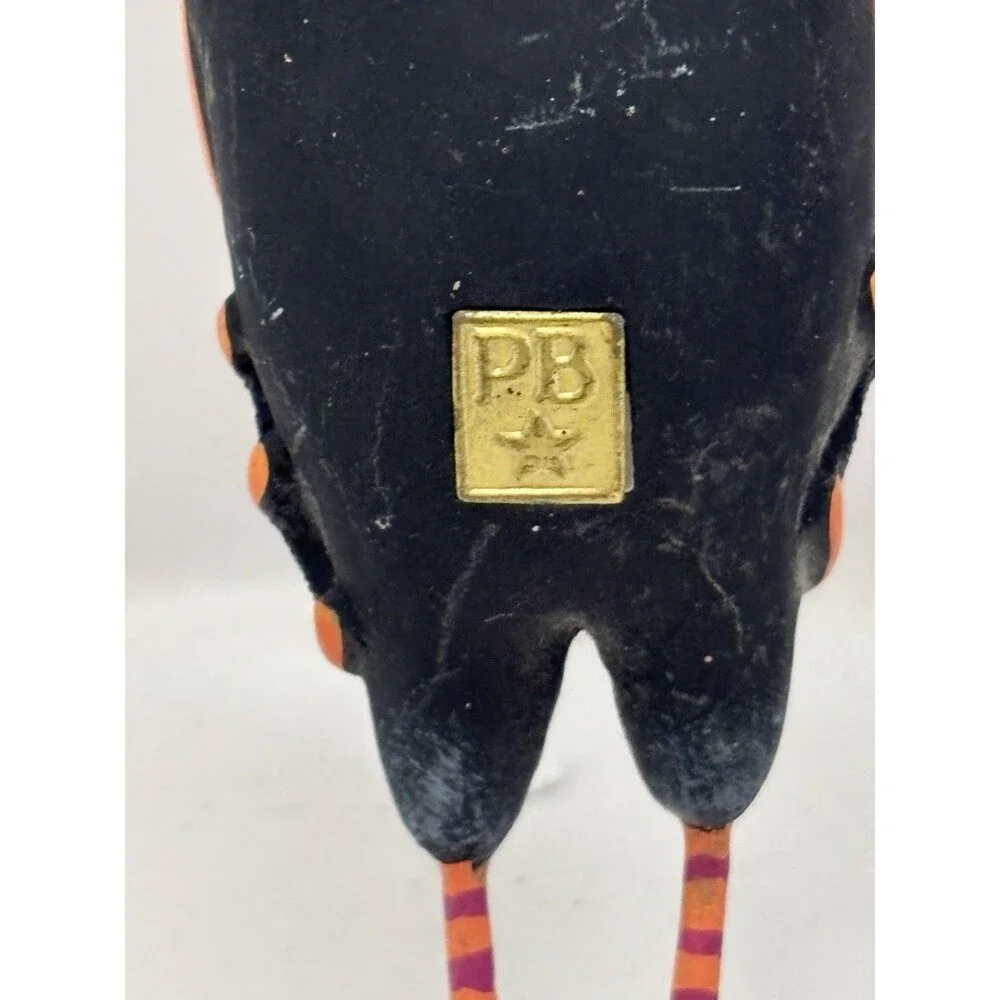 Patience Brewster Set Of 2 Beatrice Bat Ornaments Black Orange Striped Glitter